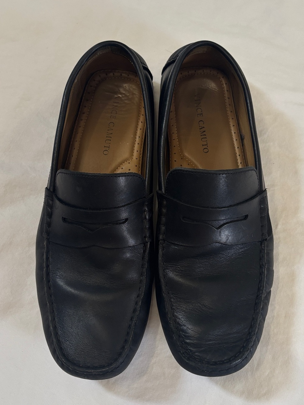 Vince Camuto Men’s 10M Black Leather Driver Loafers Moccasins Slip On Shoes
